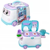 Zabawki AGD - Jeździk Auto Van Mini Kuchnia Garnki Akcesoria Zabawka 3 w 1 - miniaturka - grafika 1