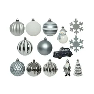 Bombki - Bombki plastikowe różne wzory 25szt. niebiesko-srebrne - miniaturka - grafika 1