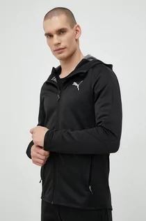 Bluzy męskie - Puma bluza męska kolor czarny z kapturem gładka - grafika 1