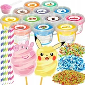 Cukier i słodziki - Zestaw Cukier 12x 100g Kolorowy Smakowy Do Waty Cukrowej Wiaderka + Dodatki - miniaturka - grafika 1