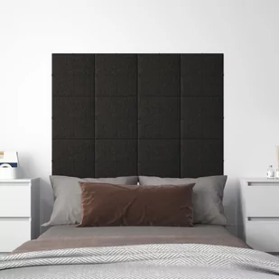 Panele ścienne, 12 szt., czarne, 30x30 cm, tkanina, 1,08 m² - Panele ścienne i boazeria - miniaturka - grafika 1