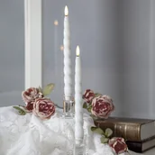 Świece - Zestaw 2x świeca Led woskowa obiadowa FLAMME SHINE biała 24,50cm - miniaturka - grafika 1