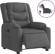 Fotele - Elektryczny fotel rozkładany, ciemnoszary, obity tkaniną - miniaturka - grafika 1