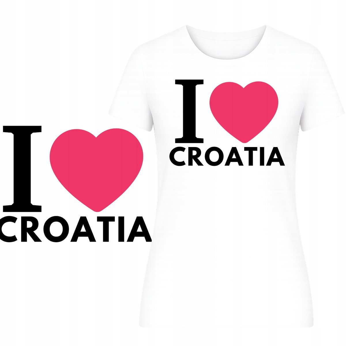 T-SHIRT DAMSKI KOSZULKA SUPER NADRUK I LOVE CROATIA TURYSTYCZNA PREZENT L