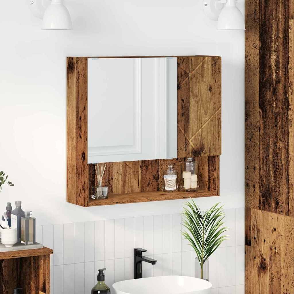vidaXL vidaXL Szafka z lustrem z przechowywaniem Stare drewno 59 x 17 x 55 cm
