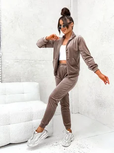 WELUROWY KOMPLET DRESOWY BLUZA+ SPODNIE- CAPPUCCINO - Olika - Komplety damskie - miniaturka - grafika 1