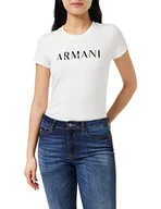 Koszulki i topy damskie - Armani Exchange Koszulka damska Sustainable, Slim Fit, Bold and Italics z nadrukiem logo, biała, bardzo duża, biały, XL - miniaturka - grafika 1