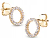 Biżuteria dla dzieci - ZŁOTE KOLCZYKI NA SZTYFT KÓŁKO CYRKONIA 333 - miniaturka - grafika 1