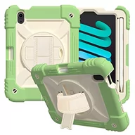 Etui do tabletów - Etui na iPad Mini 6 (8,3" model 2021) z uchwytem na długopis, odporne na uderzenia, wytrzymałe etui z uchwytem na długopis, obracany o 360°, pasek na ramię (zielone) - miniaturka - grafika 1