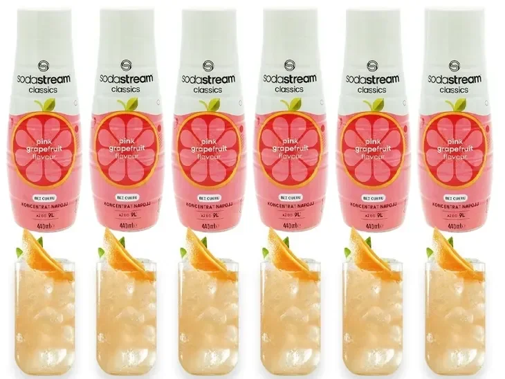 6x Syrop Koncentrat Grapefruit Do Saturatora Sodastream 9l Napoju Z 440ml
