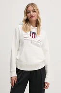 Bluzy damskie - Gant bluza damska kolor biały z kapturem z aplikacją 4200276 - miniaturka - grafika 1