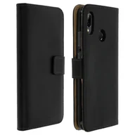 Etui i futerały do telefonów - Skórzane Etui Folio do Huawei P20 Lite, Podstawka Wideo Prawdziwa Skóra Czarna - miniaturka - grafika 1