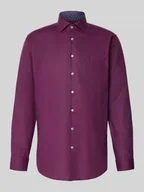 Koszule męskie - Koszula biznesowa o kroju regular fit z kołnierzykiem typu kent i kieszenią na piersi - miniaturka - grafika 1