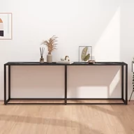 Konsole i sekretarzyki - shumee shumee Konsola czarny marmur 220x35x75,5 cm szkło hartowane - miniaturka - grafika 1