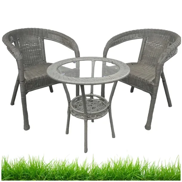 Zestaw Mebli Ogrodowych technorattan SZARY Classic Mini 3 el. Balkon