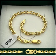 Bransolety męskie - BRANSOLETKA ZŁOTA MĘSKA 925/585 SREBRO ANKIER 22cm/4,5mm GRUBA + GRAWER - miniaturka - grafika 1