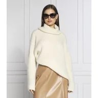 Swetry damskie - BOSS Wełniany golf Filita | Oversize fit - miniaturka - grafika 1