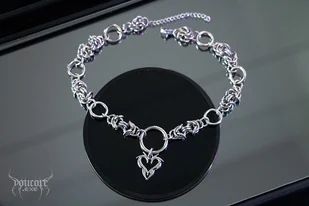Chain mail y2k goth *Hexed Heart* choker stal nierdzewna - Naszyjniki - miniaturka - grafika 1