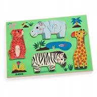 Układanki dla dzieci - Drewniane puzzle DZIKIE ZWIERZĘTA DJ01264 - miniaturka - grafika 1