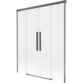 Parawany nawannowe - Mexen Rox parawan nawannowy 2-skrzydłowy rozsuwany 150 x 150 cm, transparent, gun gray szczotkowany - 8C9-150-002-66-00 - miniaturka - grafika 1