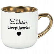 Kubki - DUŻY KUBEK ZŁOTY ELIKSIR CIERPLIWOŚCI PREZENT DO PRACY DLA SZEFA SZEFOWEJ - miniaturka - grafika 1
