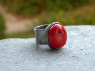Pierścionki - Czerwony Koral robaczywka - pierścionek - miniaturka - grafika 1