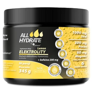 ALLHydrate Elektrolity + Kofeina, smak cytrynowy, 345 g - Układ pokarmowy - miniaturka - grafika 1