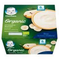 Desery dla dzieci - Gerber ORGANIC Deserek mleczno-owocowy gruszka-banan po 6 miesiącu 4 x 90 g - miniaturka - grafika 1