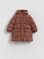 Spodnie i spodenki dla dziewczynek - Reserved - Pikowany płaszcz z ociepleniem - brązowy - miniaturka - grafika 1