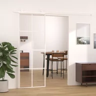 Drzwi wewnętrzne - Drzwi przesuwne, szkło ESG i aluminium, 76x205 cm, białe 151668 VIDAXL - miniaturka - grafika 1