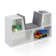 Zestawy mebli dla dzieci - Biblioteczka dla dzieci z siedziskiem, TOWER, biała - miniaturka - grafika 1