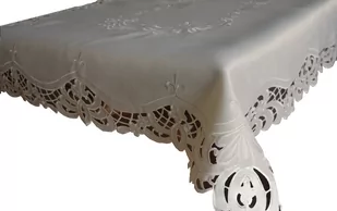 Obrus z haftem, 130x180, biały w kwiaty, OH-150-A - Obrusy i serwetki - miniaturka - grafika 1