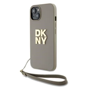 Etui DKNY Wrist Strap Stock Logo na iPhone 15 / 14 / 13 - beżowe - Etui i futerały do telefonów - miniaturka - grafika 1