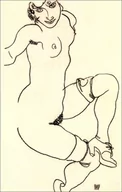 Plakaty - Seated Nude in Shoes and Stockings, Egon Schiele - plakat Wymiar do wyboru: 40x50 cm - miniaturka - grafika 1