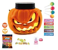 Żelki - VIDAL CUKIERKI LIZAKI HALLOWEEN W SŁOIKU DYNI SŁOIK LAMPION + LAMPKA LED - miniaturka - grafika 1