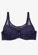 Biustonosze - Granatowy Biustonosz Ozdobiony Koronką i Przezroczystymi Wstawkami Nelavra - Renee - miniaturka - grafika 1