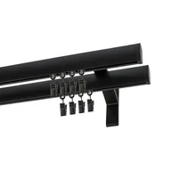 Karnisze - Karnisz DECASTYL Luna z żabkami podwójny 480 cm Czarny - miniaturka - grafika 1