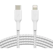 Kable USB - Belkin Kabel Boost Charge Braided USB-C do Lightning 2m, biały 745883788446 - miniaturka - grafika 1