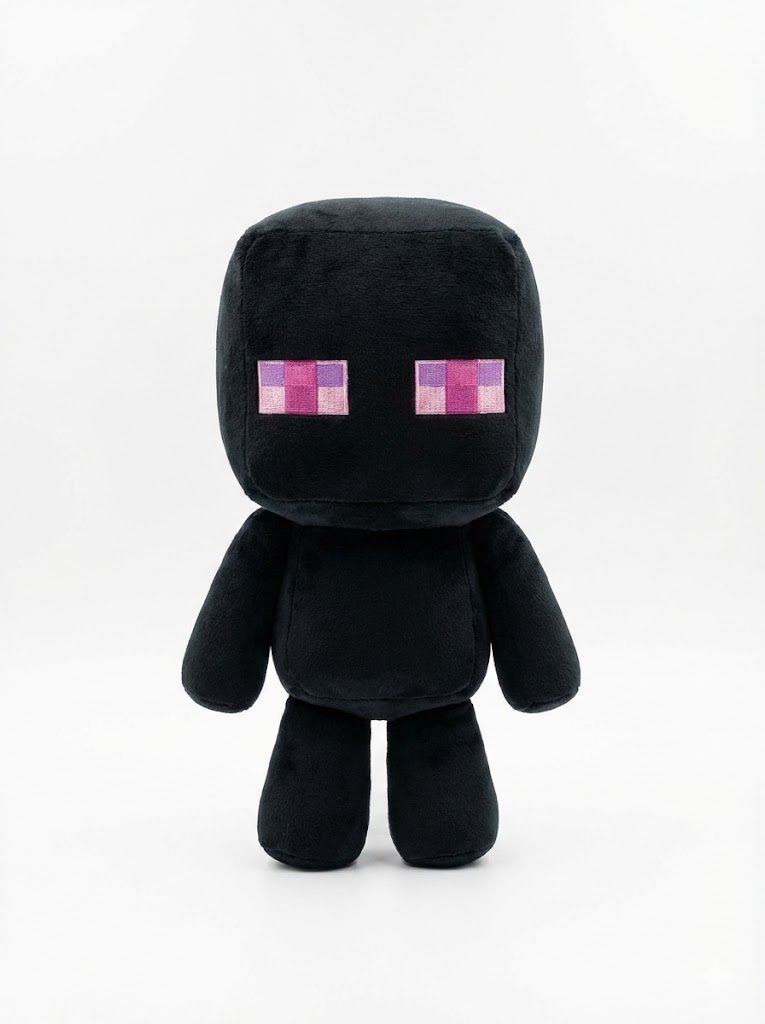 Duża Maskotka Czarna Postać z Gry Pikselowa Kwadratowa Głowa 35cm Przytulanka