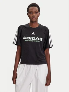 adidas T-Shirt Tiro x Common Goal Jacquard JL9212 Czarny Loose Fit - Koszulki i topy damskie - miniaturka - grafika 1