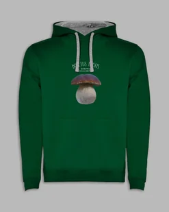 BLUZA Z KAPTUREM - BOROWIK Ciemnozielony S - Bluzy męskie - miniaturka - grafika 1