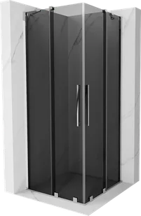Mexen Velar Duo kabina prysznicowa rozsuwana 90x90 cm, grafit, chrom - 871-090-090-42-01 - Kabiny prysznicowe - miniaturka - grafika 1