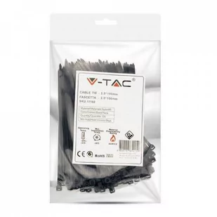 v-tac Opaska Zaciskowa V-TAC 2.5x100mm Czarna 8kg Nylon66 Opak 100szt) - Inne mocowania - miniaturka - grafika 1