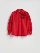 Bluzki damskie - Reserved - Koszula z kwiatową aplikacją - czerwony - miniaturka - grafika 1