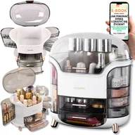 Pudełka i szkatułki - WIELKI ORGANIZER TOALETKA NA KOSMETYKI KUFER BIAŁY SZKATUŁKA NA BIŻUTERIĘ KOSMETYCZKA PREZENT DLA KOBIET + EBOOK-1 - miniaturka - grafika 1