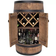 Pozostałe akcesoria barmańskie - Barek Beczka Drewniana Z Drzwiami, Półką I Rozkładanym Leżakiem Na Butelki Z Winem Wenge - miniaturka - grafika 1