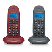 Telefony stacjonarne - Telefon MOTOROLA C1002GW Duo DECT Szary - miniaturka - grafika 1
