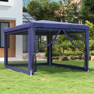 Pawilony ogrodowe - Namiot imprezowy z 4 ścianami z siatki, niebieski, 3x4 m, HDPE - miniaturka - grafika 1