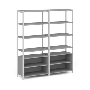 Podwójna ścianka półkowa HOME OFFICE z szfką półkową, biała/szara - Inne meble biurowe - miniaturka - grafika 1