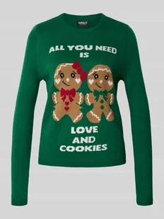 Sweter świąteczny o kroju regular fit z napisem model ‘XMAS GINGERBREAD’ - Swetry damskie - miniaturka - grafika 1